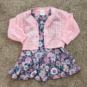 🍗 Jumping Beans Set Pink‎ Cardigan & Dress 3T